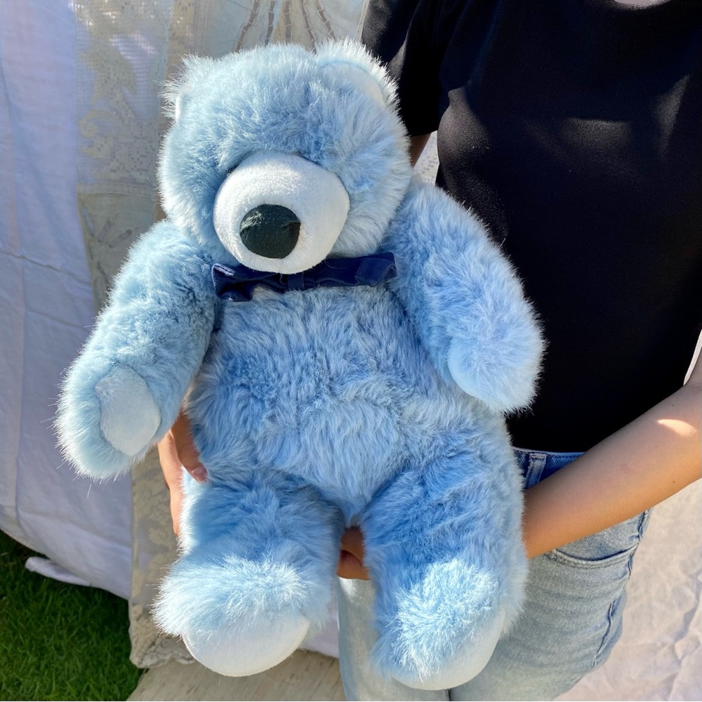 Large Baby Size Big Blue Bear Plushie Stuffed Animal